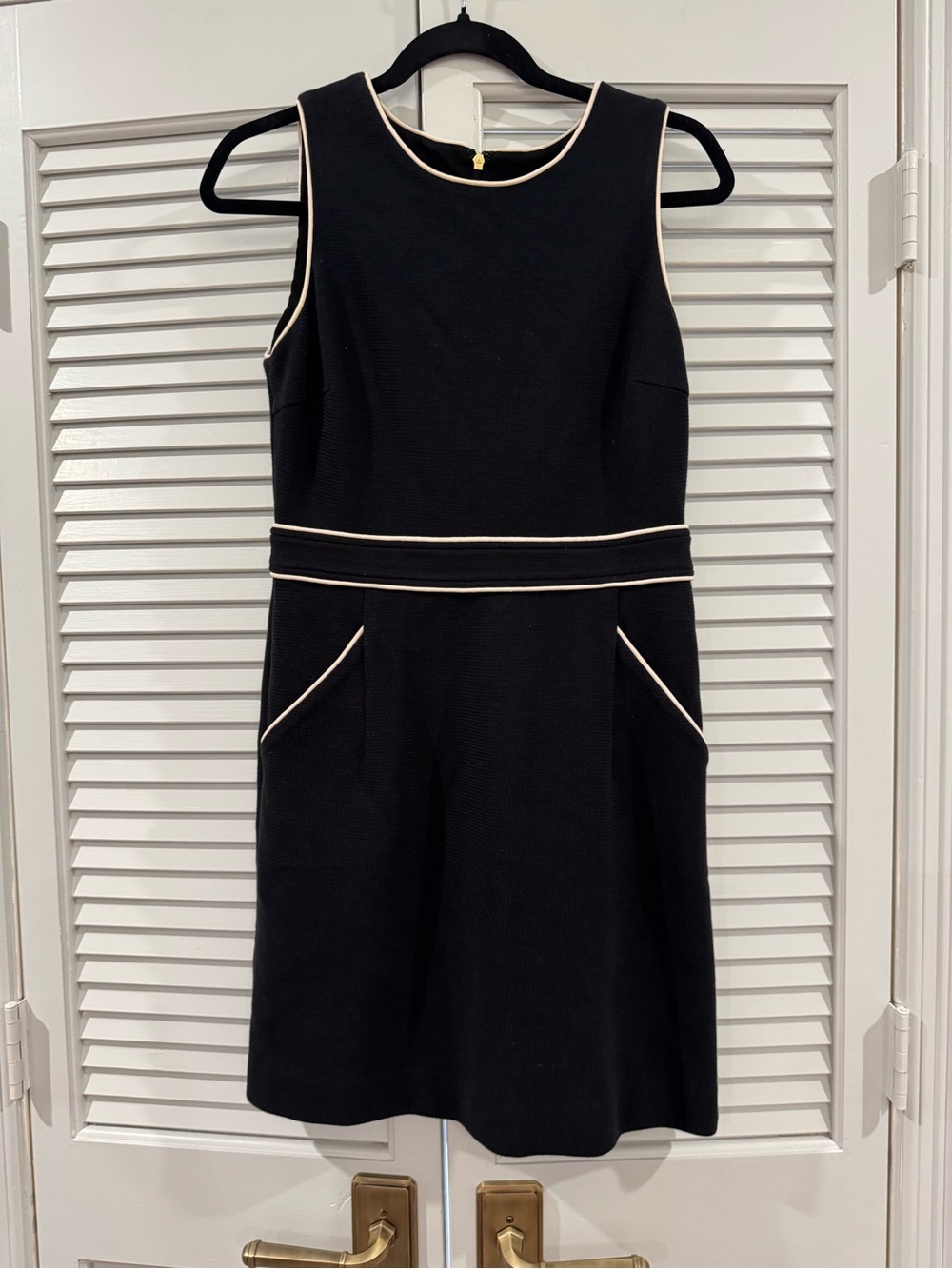 Tory Burch Black Sleeveless Mini Dress with Cream Trim